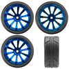 ShareGoo OD 2.55" Rubber Tires w/Plastic Wheel Rims 12mm Hex Compatible with HSP Tamiya Kyosho Traxxas Sakura WLtoys 1/10 RC On Road Racing Touring Car (Blue)