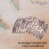 French Amie Fab 13 Teeth Onyx Silver Grey Celluloid Acetate Handmade Side Hair Comb