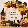 Ouddy Life 172pcs Magical Wizard School Balloons Garland Arch Kit Burgundy Black Gold Confetti Snitch Wizard Hat Balloon for Halloween Magic Themed Birthday Decorations Baby Shower Party Supplies