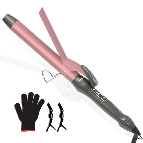Thirtek Curling Iron 1 1/4 Inch with Ceramic Tourmaline Long Barrel, Hair Curler Instant Heat up to 450°F, Digital 15 Heat Settings, 60 Min Auto Shut-Off, for All Hair Types