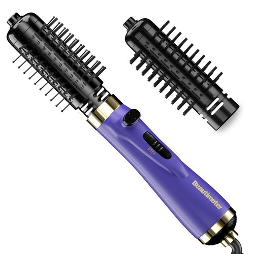 Beautimeter 3-in-1 Hot Air Spin Brush Kit for Styling and Frizz Control, Negative Ionic Blow Hair Dryer Volumizer, 2 Detachable Auto-Rotating Curling Brush,Round