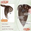 KPROYU Human Hair Toppers For Women Real Human Hair 3D French Bangs Hair Clip(6 * 8) 360° Cover Clip In Bangs Real Human Hair (Natural Black) Hair Topper With Bangs Hair Clip Human Hair