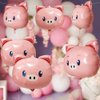 Deermon Big Pink Piggy Head Balloons, 6 Pack Pig Shaped Woodland Cartoon Animal Balloons For Jungle Farm Zoo Safari Theme Backdrop Kids Birthday Baby Shower Party Decorations Supplies