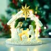 BUTITNOW Nativity Scene with Lights, Sculpted Hand Painted Nativity Figure - First Christmas Story Decoration Holiday Manger Little People Nativity Set for Indoor Home Display, Tabletop