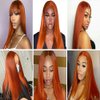Ginger Bundles Human Hair Color 350 Bundles Human Hair Ginger Orange Bundles Double Weft Brazilian Human Hair Wet and Wavy Bundles Soft and Silky for Black Woman (22 24 26 inch,3 Bundles)