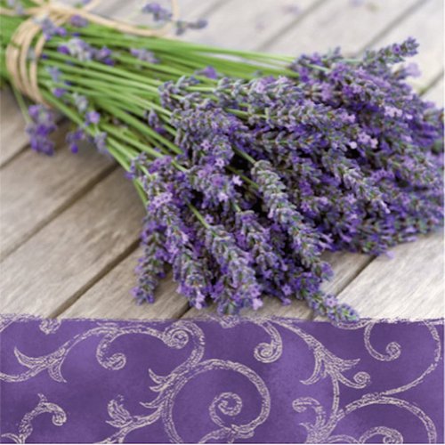 Paper Luncheon Napkins 2 X 20pcs 13"x13" Bouquet of Lavender Purple Flowers Disposable Paper Pack Spring Flowers Decorative Napkins for Decoupage Flower Print Napkins Lavender Napkins