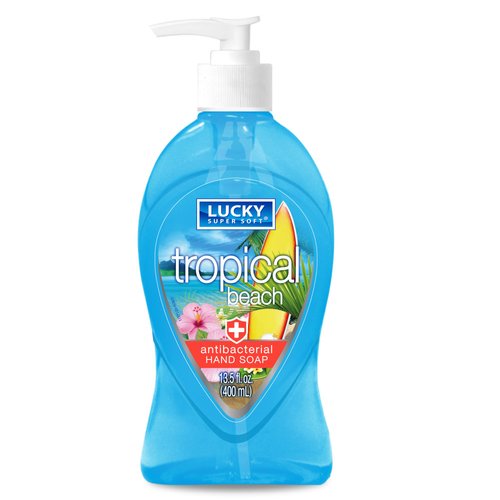 Lucky Super Soft Antibacterial Liquid Hand Soap, Caribbean Beach, 13.5 Fluid Ounce