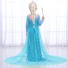 G.C Girls Elsa Dress Costume Princess Dress Up Clothes with Long Cape Kids Toddler Wig Crown Wand Jewelry Necklace Accessories Halloween Cosplay Birthday Party Supplies