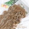 noxozoqm Clip in Hair Extensions 6 PCS Natural Soft Hair Blends Well Hair Extensions 20 Inch Strawberry Blonde Mix Bleach Blonde Long Wavy Hairpieces for Women
