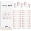 EBANKU 32PCS Cured Gel Nail Strips Real Nail Polish Strips Wraps Long-Lasting Waterproof Gel Nail Polish Wraps Full Wrap Gel Nail Art Stickers UV/LED Lamp Required (Gradient Pink White)