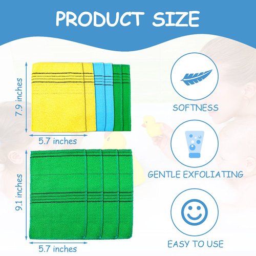 10 Pieces Korean Exfoliating Washcloth Mitt Asian Exfoliating Bath Body Scrub Mitt Italy Towel Double Sided Exfoliating Cloth Gloves Dead Skin Japanese Spa Wash Cloth (Multi Color)