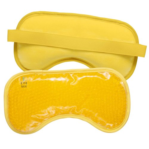 Eye See Plush Gel Eye Mask for Puffy Eyes, Yellow - Cold Eye mask to Treat Dark Circles, Sinuses, Dry Eyes, and for Allergy Relief - Microwave Safe for Heat Therapy