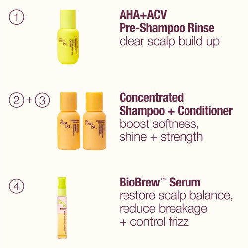 BioBrew™ Strengthening Serum, Concentrated Shampoo and Conditioner, Hair Care Mini Kit, Stregthening and Smoothing, Travel Kit