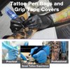 Pen Covers and Grip Tapes - Usiriy 200pcs Machine Pen Bags and 4pcs Grip Tape Wrap Blue Plastic Pen Sleeves with Black Self-adhesive Bandages Covers Machine Cover kit
