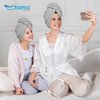 KEEPOZ Hair Towel Wrap Quick Dry 100% Cotton Super Absorbent Turban Head Wrap for Women with Button, Non Microfiber Anti Frizz Hair Products, Hair Cap for Curly, Long & Thick Hair (Grey, 1 Pc)