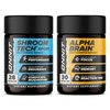 ONNIT Cognitive & Endurance Support Bundle: Alpha Brain Nootropic Capsules (30 Count) + Shroom Tech Sport Exercise Support Capsules (28 Count), IGEN Non-GMO Tested Focus, Energy & Endurance, 2 Pack