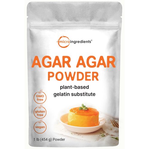 Micro Ingredients Agar Agar Powder, 1lb | Vegan Substitute for Beef Gelatin, Unflavored Thickening Agent, Plant Based Red Algae | Great for Desserts or Baked Plates | Non-GMO, Sugar Free