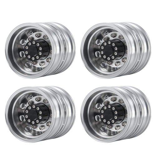 QUE-T 4pcs Aluminum Rear Wheel Hubs Rims for 1/14 Tamiya Tractor Climbing Trailer RC Car Upgrade Parts