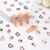 36Pcs Kitty Nail Art Charms Kawaii Nail charms y2k 3D Cute Silver Metal Rhinestone Crystals Nail Decoration Accessories for DIY