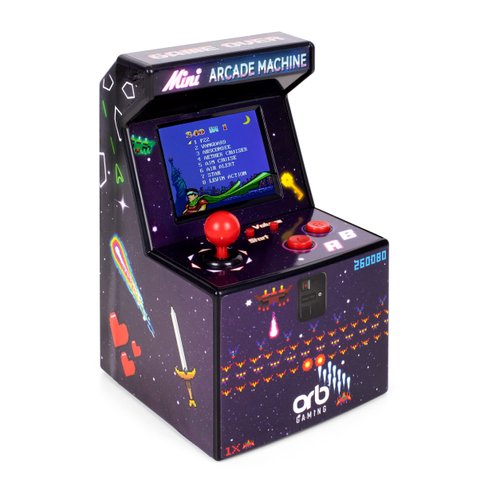 Thumbs Up Mini Arcade Machine, 240 in-Built Games, 8-Bit Retro Arcade Games, 2.5” Full Colour Screen, 8-Way Joystick, 2 Buttons, Volume Control