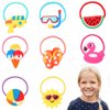 Threetols 16PCS Summer Elastic Hair Ties for Women, Colorful Hair Ropes Cute Hair Accessories Women Cartoon Tropic Flamingo Watermelon Ice Cream Hair Rope Soft Ponytail Holders for Teens