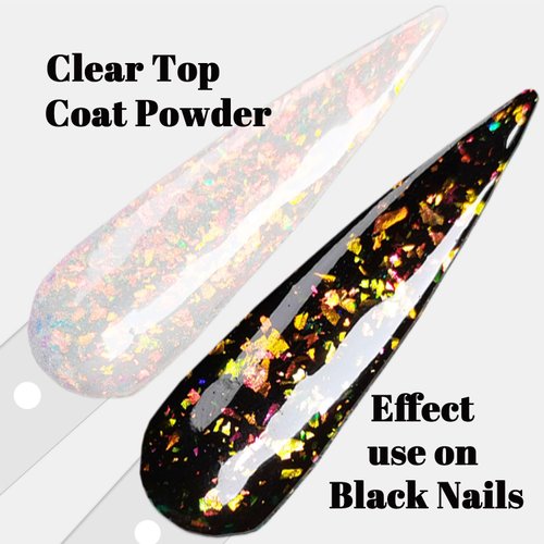 Sparkle Holographic Clear Chameleon Glitter Nail Dip Powder Nail Kit 6 Colors Set with opal foils, easy to use for starters, perfect Top Coat for black nail art SG061 ( Dip Liquid Set Not Included)