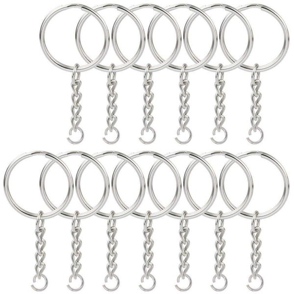 150 Pcs NANSSY 1 Inch/25mm Split Keyrings with Chain Silver Keychain Ring, Key Chains Rings Parts with Open Jump Ring and Connector.