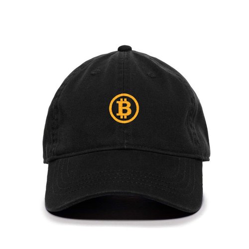 Tech Design Bitcoin Cryptocurrency Baseball Cap Embroidered Cotton Adjustable Dad Hat Black