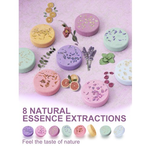 Psnli Shower Steamers Aromatherapy Stocking Stuffers 8 Scents, Christmas Gifts for Women Elegant Packaging Birthdays Gifts for Mom, Lavender Natural Essential Oil Home Spa Self Care & Relaxing