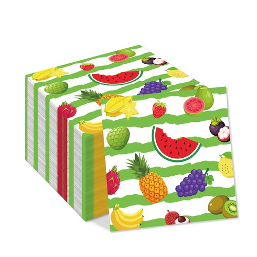 40pcs Fruit Paper Napkins Tutti Frutti Watermelon Strawberry Lemon Lunch Dinner Tableware Disposable Paper Napkin Set for Summer Fruit Themed Wedding Birthday Baby Shower Party Supplies
