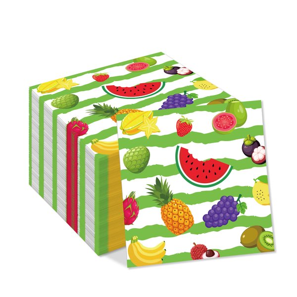 40pcs Fruit Paper Napkins Tutti Frutti Watermelon Strawberry Lemon Lunch Dinner Tableware Disposable Paper Napkin Set for Summer Fruit Themed Wedding Birthday Baby Shower Party Supplies
