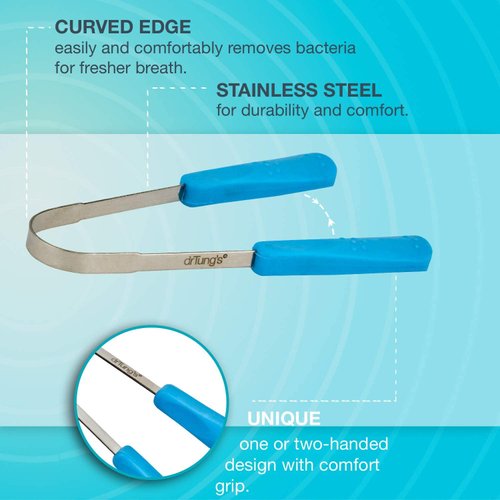 drTung's Stainless Tongue Scraper - Tongue Cleaner for Adults, Kids, Helps Freshens Breath, Easy to Use Comfort Grip Handle, Comes with Travel Case - Stainless Steel Tongue Scrapers (1 Pack)
