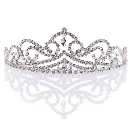 Anderson's Astrid Clear Rhinestone Silver Tiara, 2 Inches, Women, Girls, Wedding Tiara, Queen Or Princess Prom Tiara Homecoming, Pageant, Wedding, School Dance, Award, Costume, Party, Event