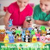 Fovths 64 Pieces Mini Plush Animals Toys Set Cute Small Stuffed Animal Keychain Jungle Animal Decor Goodie Bag Basket Fillers for Birthday Christmas Party