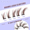 Dark Brown Lash Clusters Wispy Eyelash Extensions Brown Lash Extensions C Curl Eyelash Clusters 10-17MM Natural Lash 70 Pcs Cluster Lash Pack by Yaiseiko（7 Pairs）