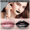 Black Lip Liner and Lipstick Set 2 PCS,High Pigmented Long Lasting Matte Black Liquid Lipstick for Women,Waterproof Black Lip Gloss & Non-Stick Cup Lipgloss Gothic Halloween Makeup