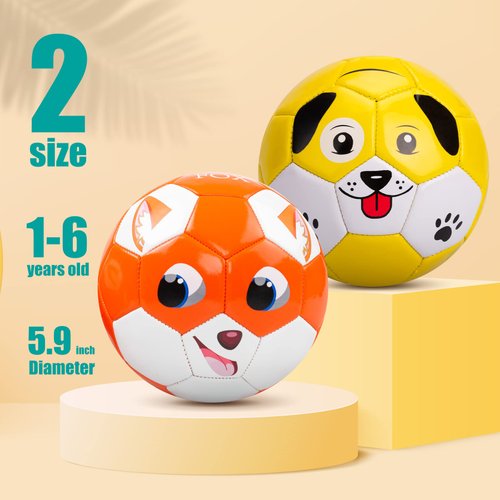 Paokoo Pack of 2 Soccer Balls for Toddlers 1-3, Size 2 Soft Toddler Soccer Ball Gifts, Baby Soccer Ball Toys for Kids 3-5 Year Old Girls Boys First Birthday Gift