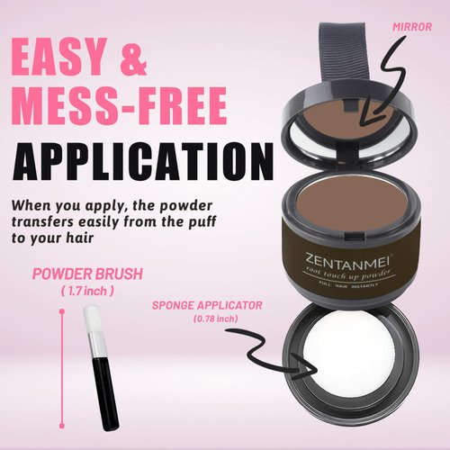 ZENTANMEI Root Touch Up Hairline Powder for Women & Men, Gray Hair Cover Up, Hairline Shadow Powder Sweatproof & Windproof, 0.14 oz Root Cover Up Powder for Thinning Hair (Auburn)