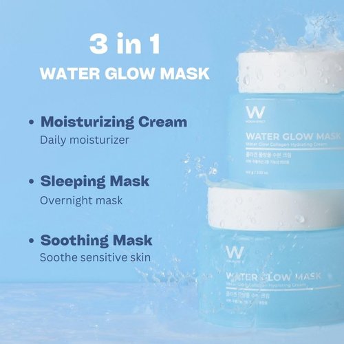 Wonjin Effect WATER GLOW MASK 3.52 fl Oz, Overnight Sleeping Mask, Moisturizing, Deep Hydration, Sooth Skin Redness, Facial Cream, Kbeauty