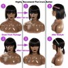 Rebasar Short Bob Wigs Human Hair 8 Inch Glueless Wear and Go Bob Wig With Bangs Human Hair Wigs for Black Women Human Hair Brazilian Straight Hair None Lace Front Natural Black Wig