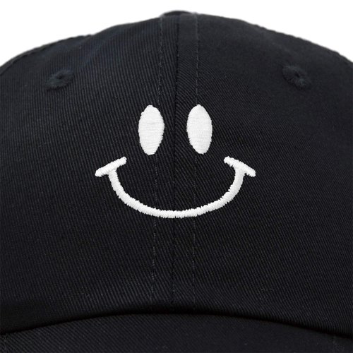 DALIX Smile Baseball Cap Smiling Face Happy Dad Hat Men Women Teens in Black
