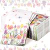 Yeaqee 200 Pcs Spring Napkins Tulip Paper Guest Towels 2 Ply Decorative Floral Napkins Disposable Bathroom Napkins Disposable Hand Towel for Kitchen Spring Party Dinner