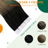 Easyouth Hair Extensions Tape in Human Hair Ombre Black to Medium Brown Mixed Blonde Tape in Extensions Human Hair Seamless Glue in Hair Extensions Ombre 18Inch 20pcs 40g