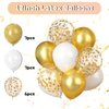 White and Gold Birthday Decorations,Women Men Girls Boys Party Decorations with Happy Birthday Banner Gold Fringe Curtain Tissue Paper Pompoms Star Garland Gold White Confetti Birthday Balloons