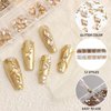 SUTOKAKA 1 Box Champagne Gold Nail Art Rhinestones Multi Shapes 3D Flatback Bedazzling Crystals Non Hotfix Nails Gems Stones with Tweezer Picker Pencil for Manicure Face Eyes Makeup DIY Crafts