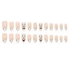 Almond Press on Nails White French Tip Fake Nails Medium Cute Clown Gel Nails Designs with Round Dot Stars Nails Stick on Nails Halloween Glue on Nails Glossy Acrylic Nails False Nails for Women 24Pcs