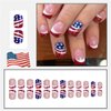 4th of July Press on Nails Short Square Fake Nails Independence Day False Nails Glitter American Flag Designs French Tips Acrylic Nails Glue on Nails 4th of July Nail Art Decoration Accessories