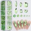 Green Nail Art Rhinestone, 3D Crystal Nail Diamond Gem, Flatback Rhinestones Multi Shapes Sizes Nail Design for Women Girls Manicure Charms Decorations, DIY Jewelry Making Craft Supplies