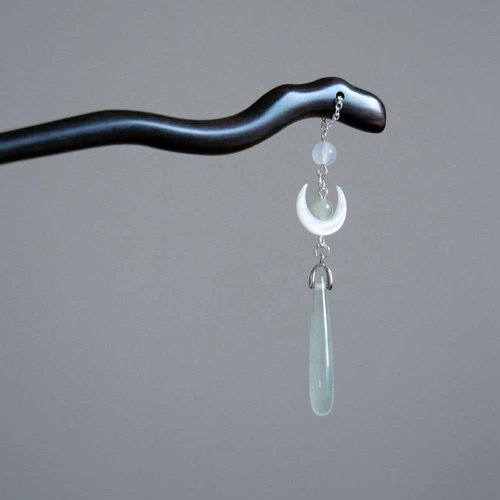 Chinese Tassel Hair Forks,Vintage Hair Sticks Hanfu Long Tassel Hair Pins Handmade Hair Sticks Moon Pendant Hairpin Girl Hair Accessories for Women and Girls Long Hairs