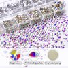 Nail Art Rhinestones Kit HUETFAT 2400pcs Nail Gems Ab Flatback Rhinestones Gems Stones, with Storage Organizer Box/Wax Pencil/Tweezers 6 Sizes (1.5-4.5 mm) for Nail Art Craft (2400pcs)